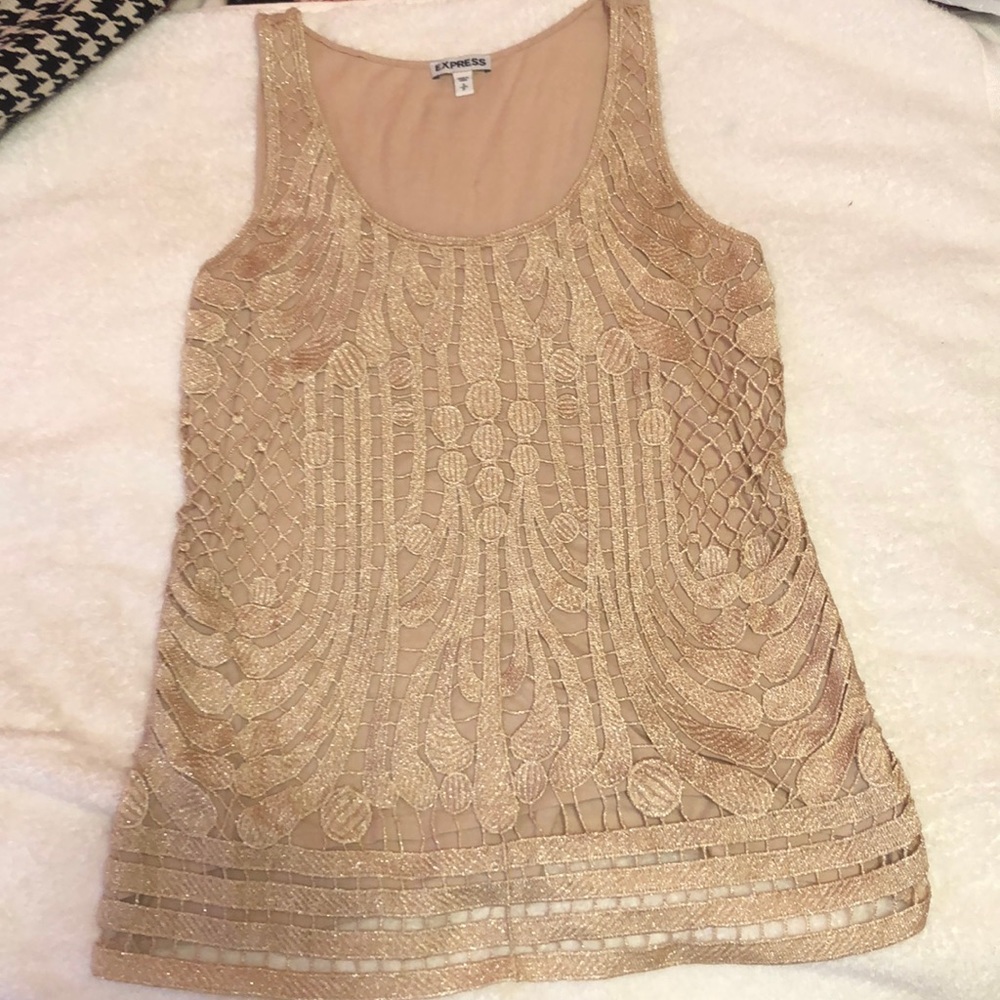 Gold lace tank top